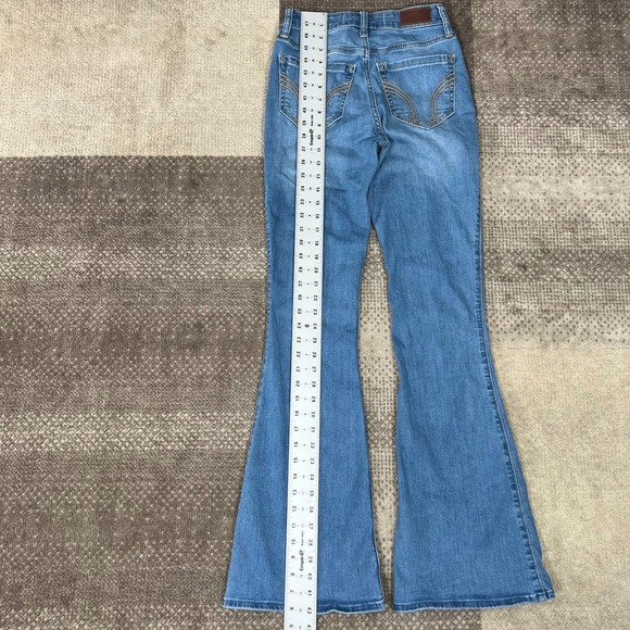 Hollister High Rise Flare Jeans Medium Wash Distressed Womens Size 4L Boho - Picture 9 of 9